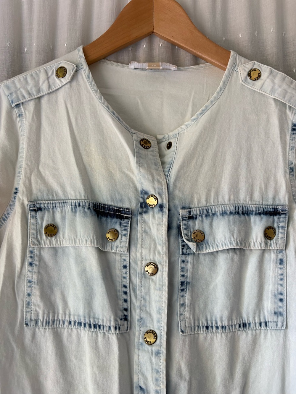 Michael Kors Light Wash Denim Midi Shirt Dress - Picture 4 of 5